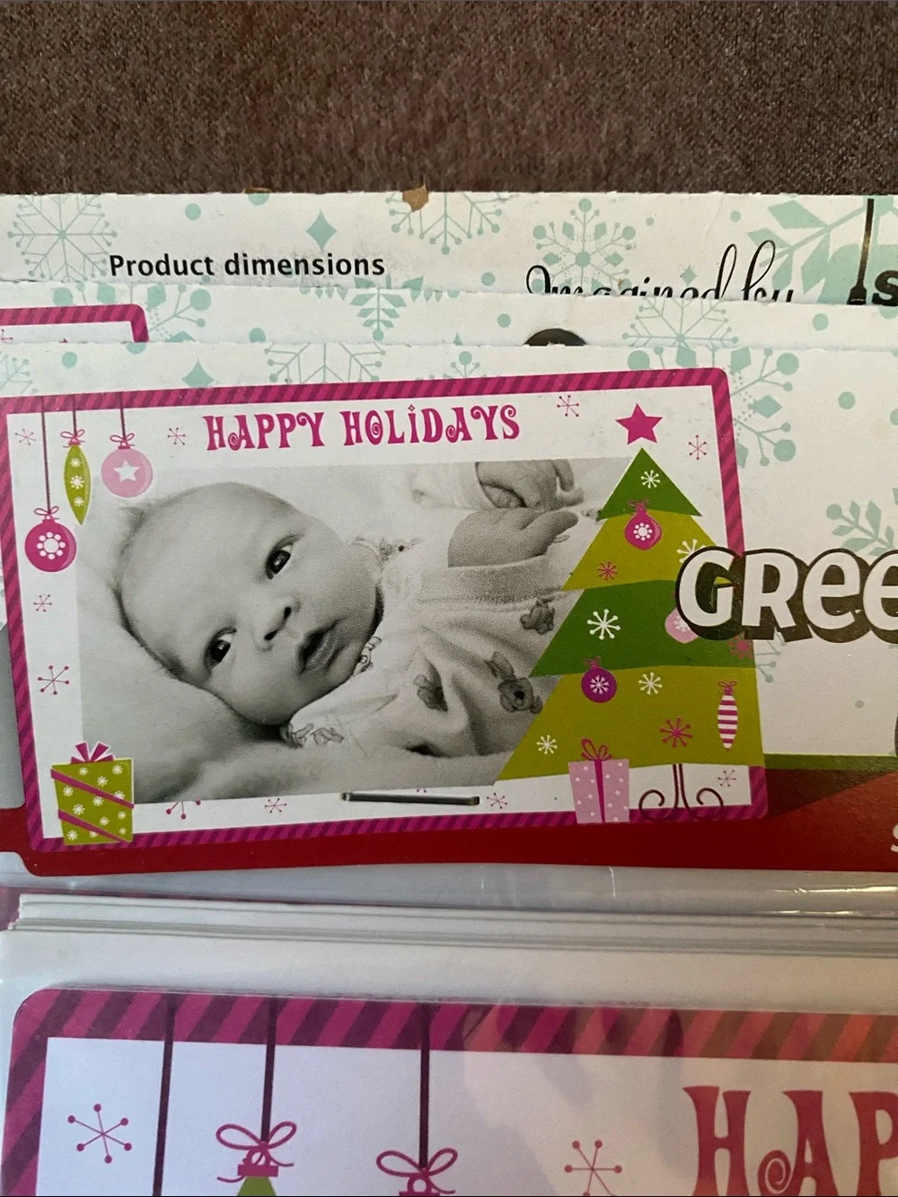 Happy Holidays Pink & Green Greeting Frames by Swagger Doodle